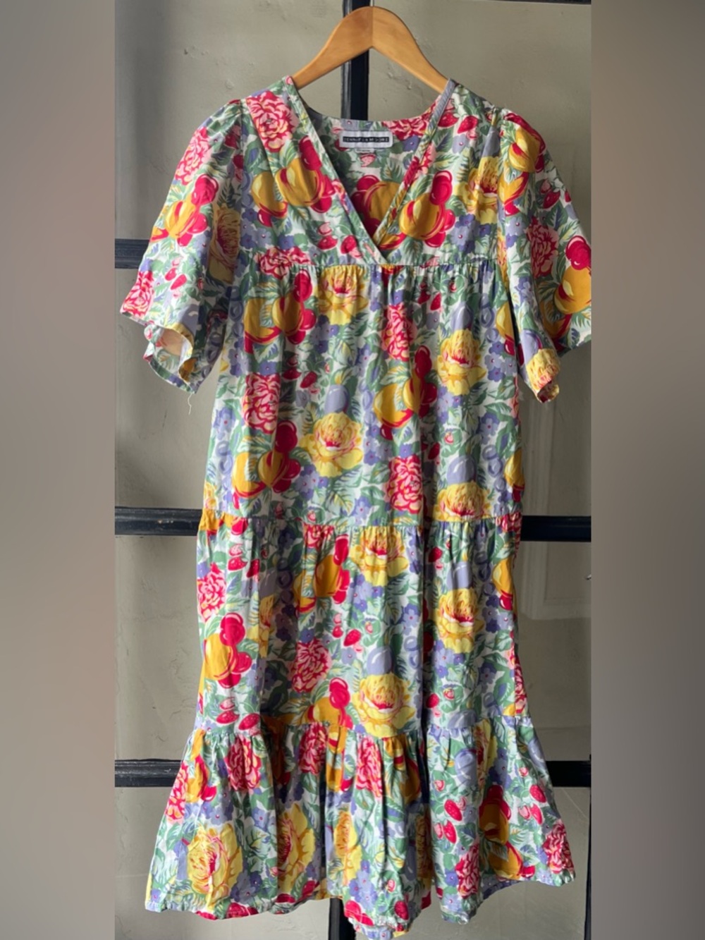 Darling 90’s Vintage Jennifer Moore Fruit & Floral Print Mumuu Style Dress